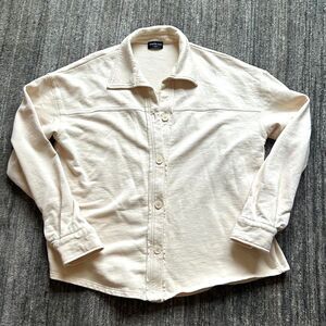 White Fox Cream Oversized Terry Shirt Jacket (Shacket), Size S/M